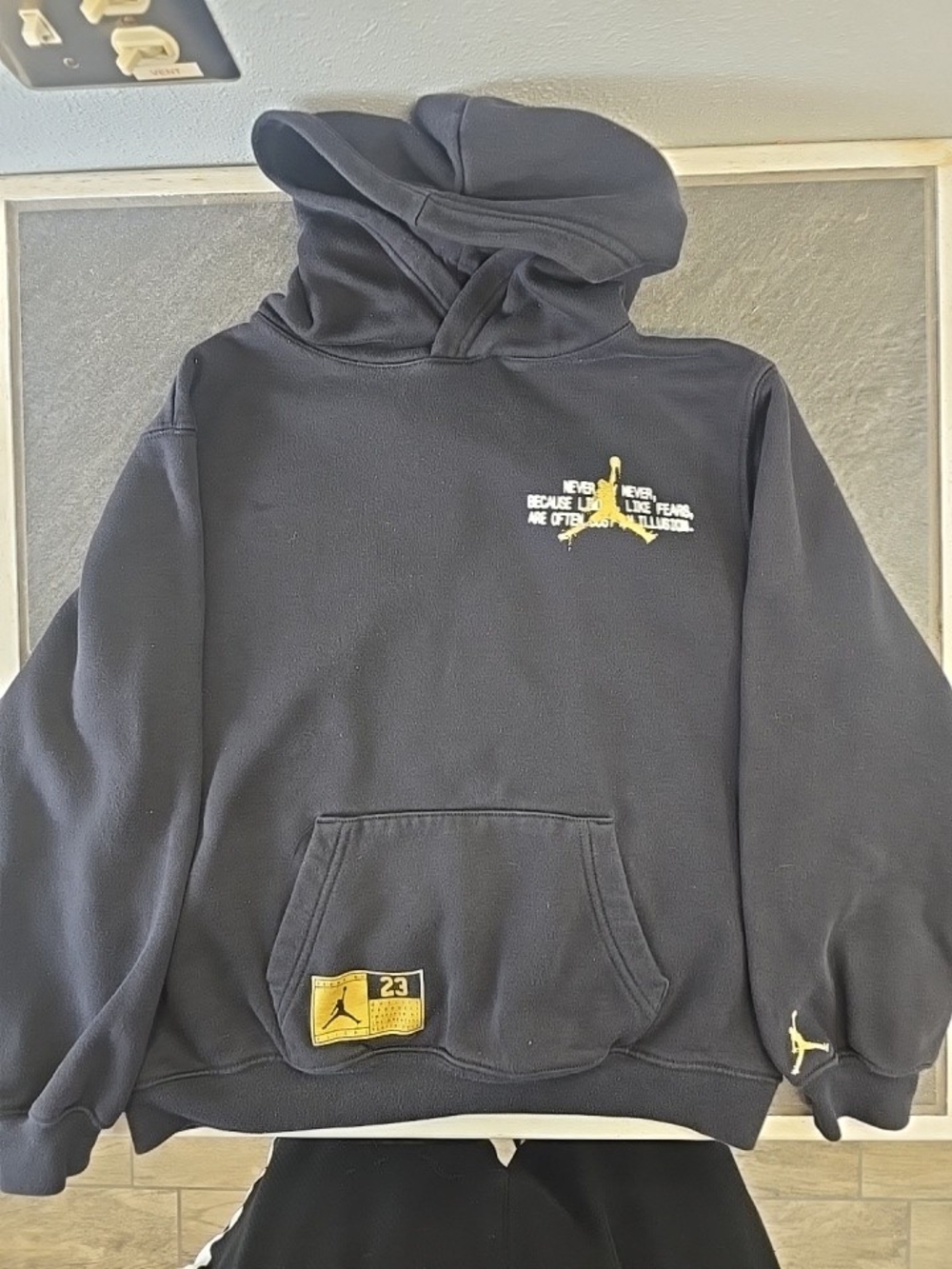 Jordan Men's Black Pullover Hoodie with Gold Jumpman Logo